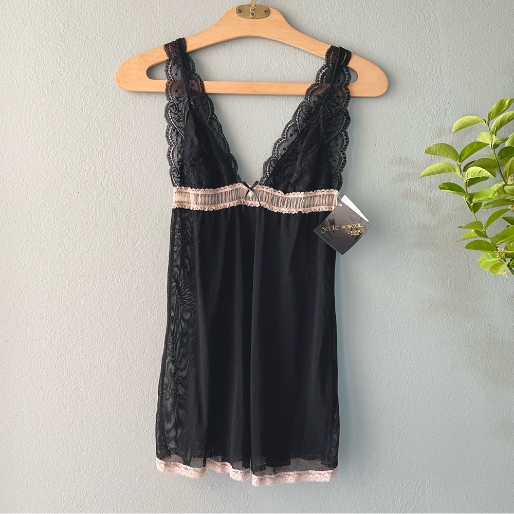 Seductive Wear | Cinema Etoile Black Sheer Mesh Babydoll Chemise